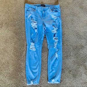 FashionNova light blue distressed jeans size 13